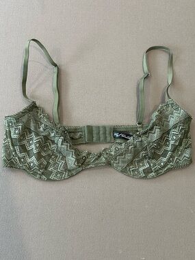 Green sheer lace balconette bra
